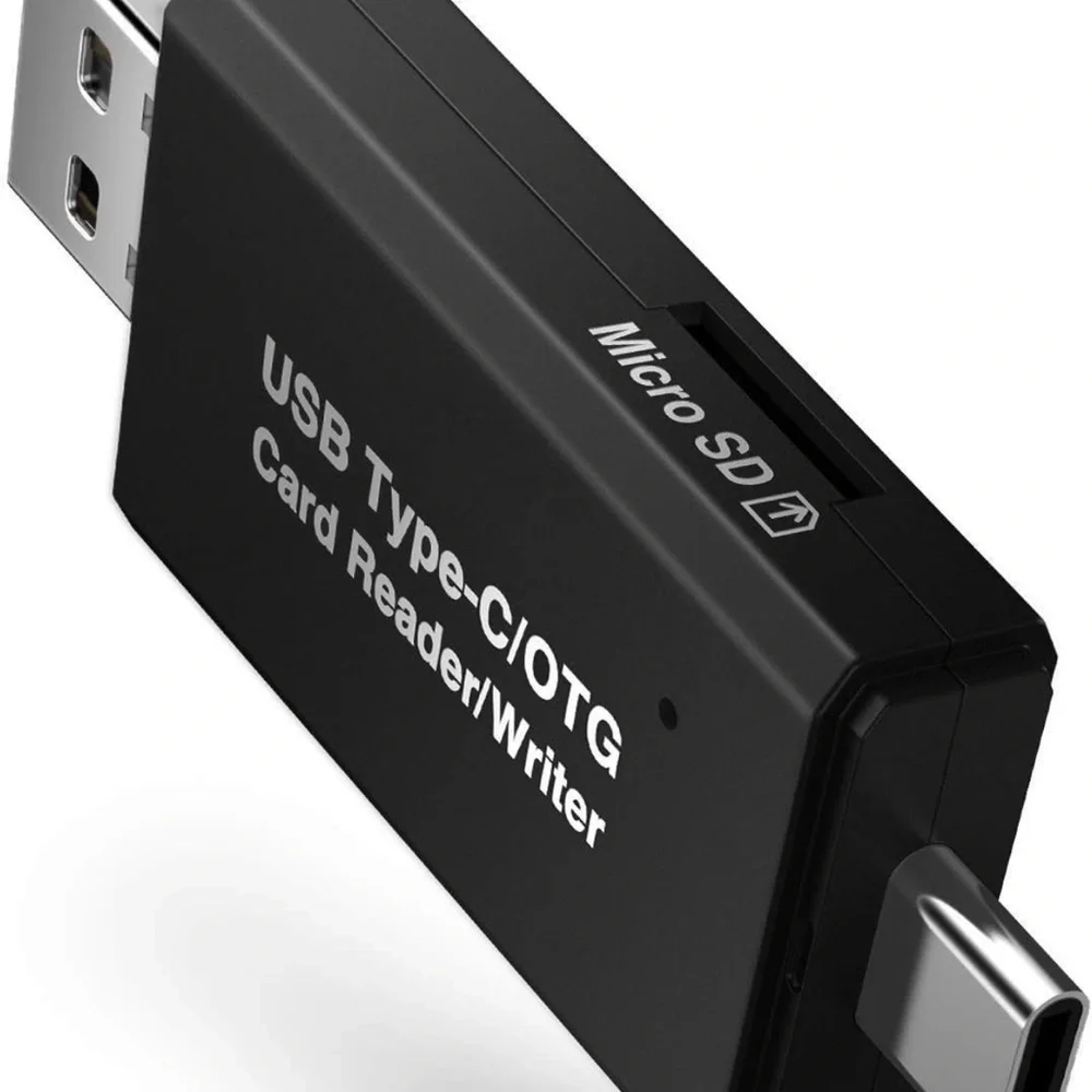 SD Card Reader, 3 in 1 USB-C USB-A Micro USB Camera Memory Card New